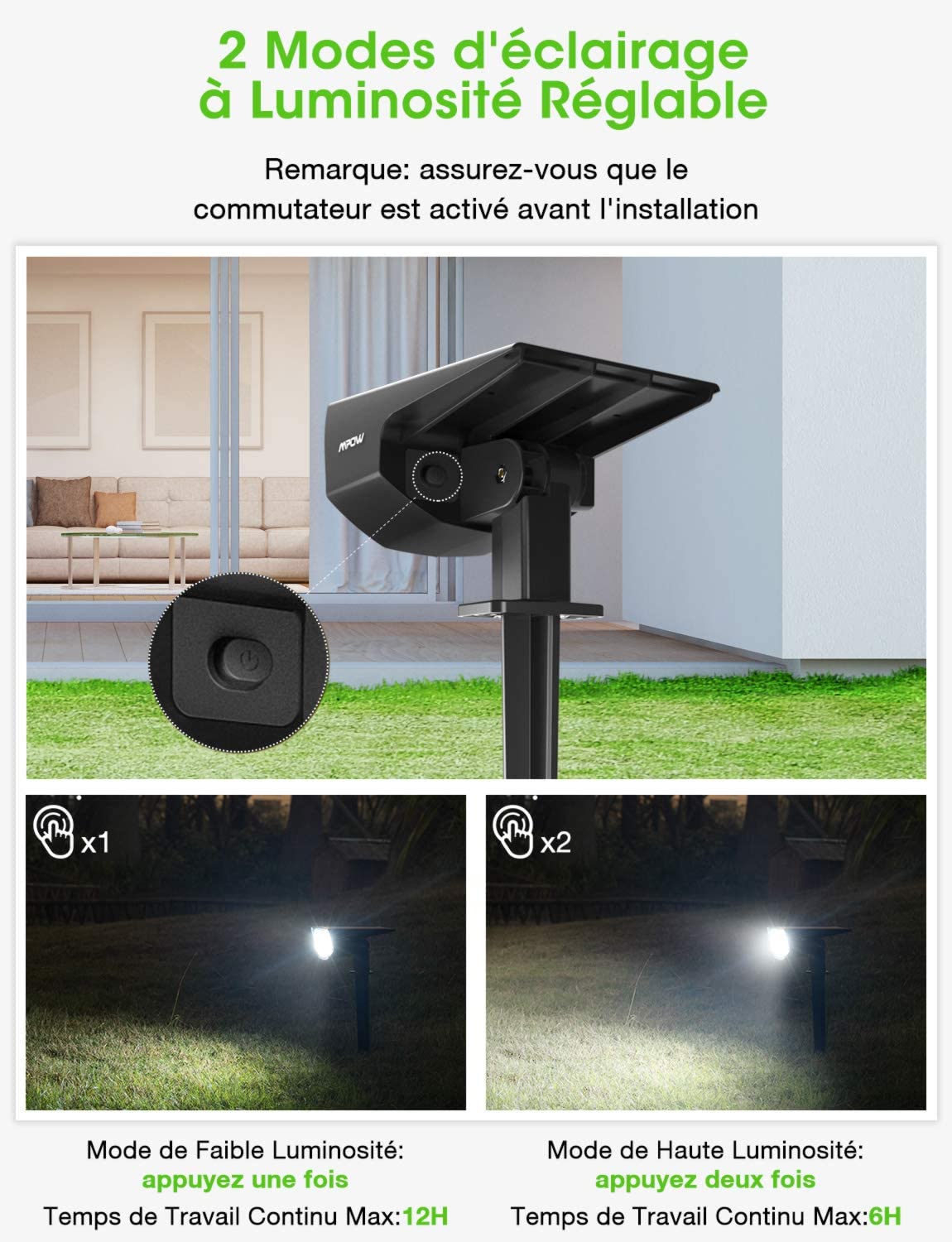 Lot de 2 projecteurs LED solaire - PetitBricolage