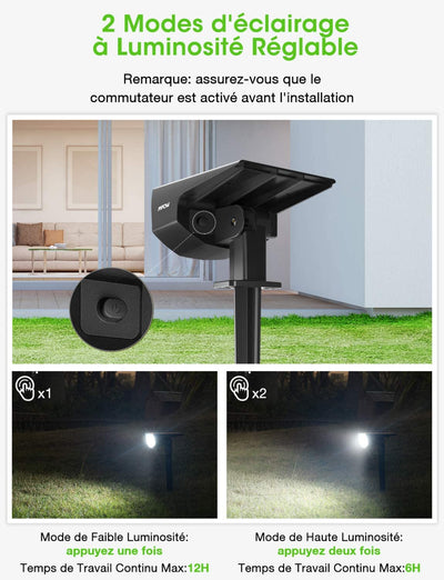 Lot de 2 projecteurs LED solaire - PetitBricolage
