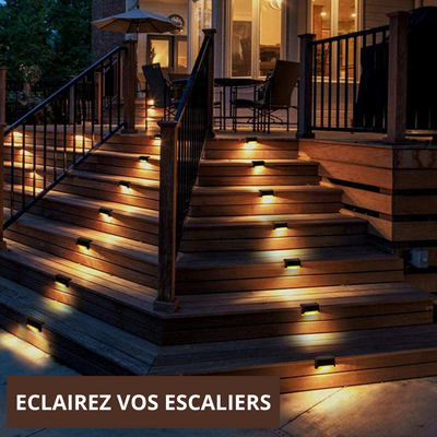 8x Lampe LED solaire pour escaliers - SOLARIS RX8 - PetitBricolage