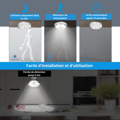 Lot de 6 spots led à capteur de mouvement - PetitBricolage